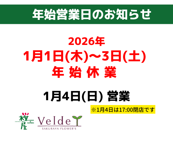 桜屋本店・ベルデ店　年始営業日のお知らせ